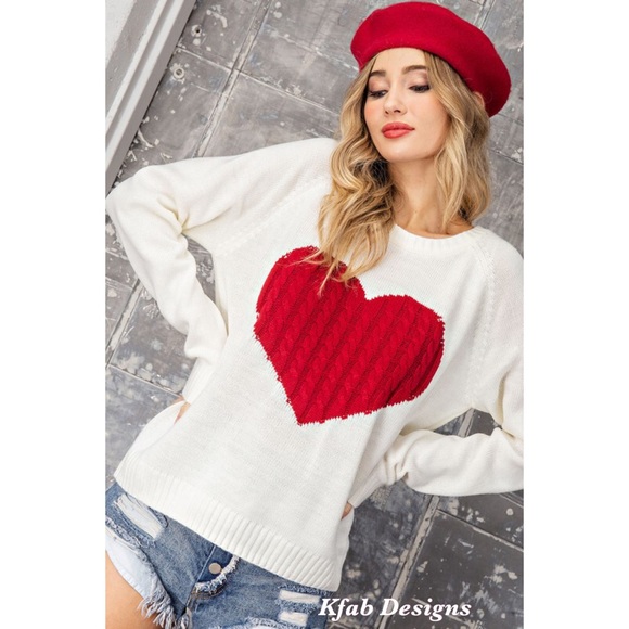 ❤️LAST! Cable Knit Heart Contrast Soft Sweater! - Picture 6 of 13